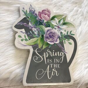 Farmhouse Spring Decor Watering Can‎ Flowers Wooden